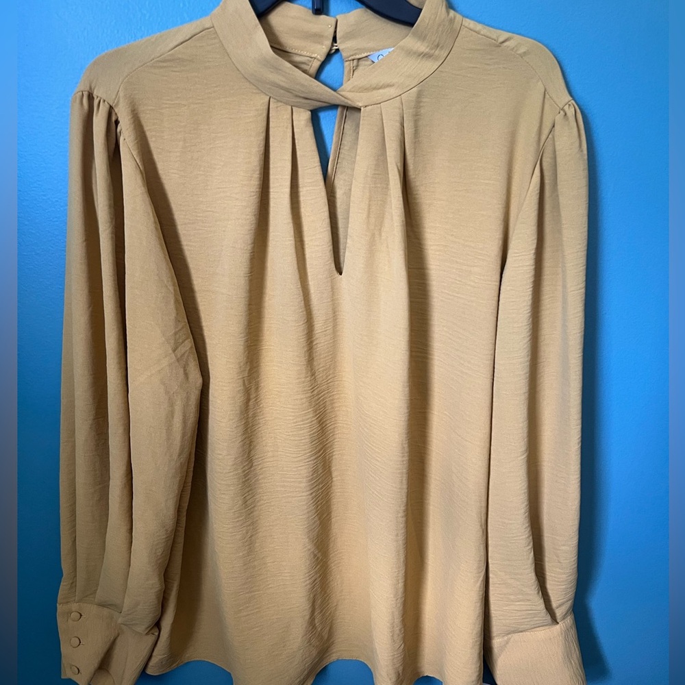 NWT Ophelia Roe Mustard Yellow Blouse-2X!